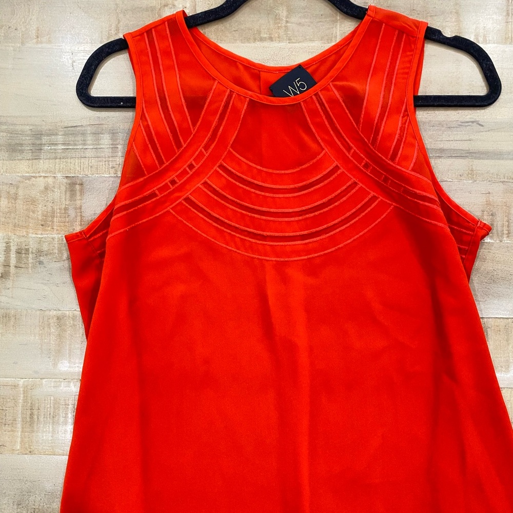 W5 bright coral orange red blouse top shirt